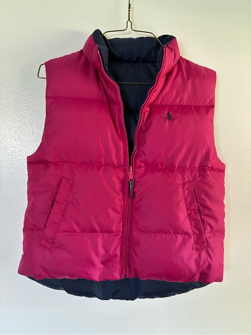 Ralph Lauren Girls Hot Pink Reversible Puffer Vest